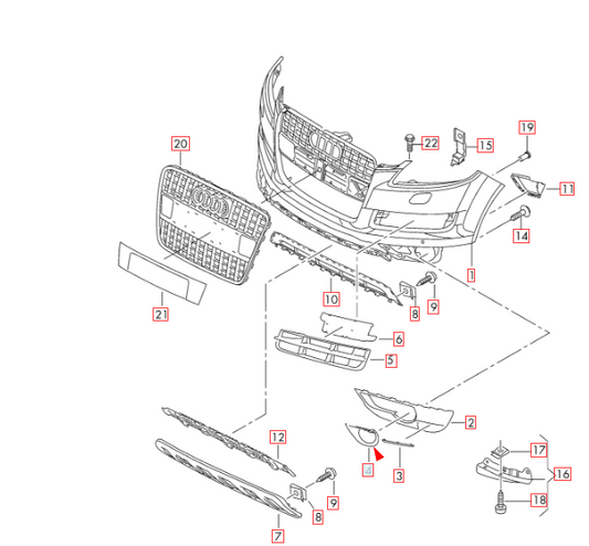 new audi q7 4l front bumper right light fog trim 4l0807490a 2015 original