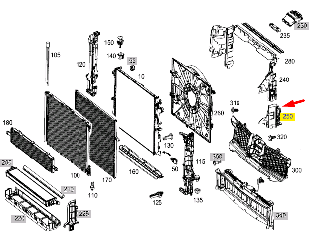 NEW MERCEDES-BENZ S-CLASS W222 RADIATOR RIGHT BOTTOM AIR DUCT A2225053630