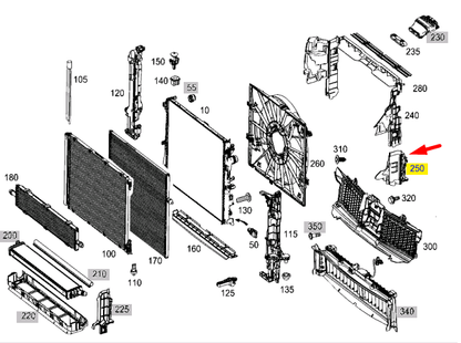 NEW MERCEDES-BENZ S-CLASS W222 RADIATOR RIGHT BOTTOM AIR DUCT A2225053630