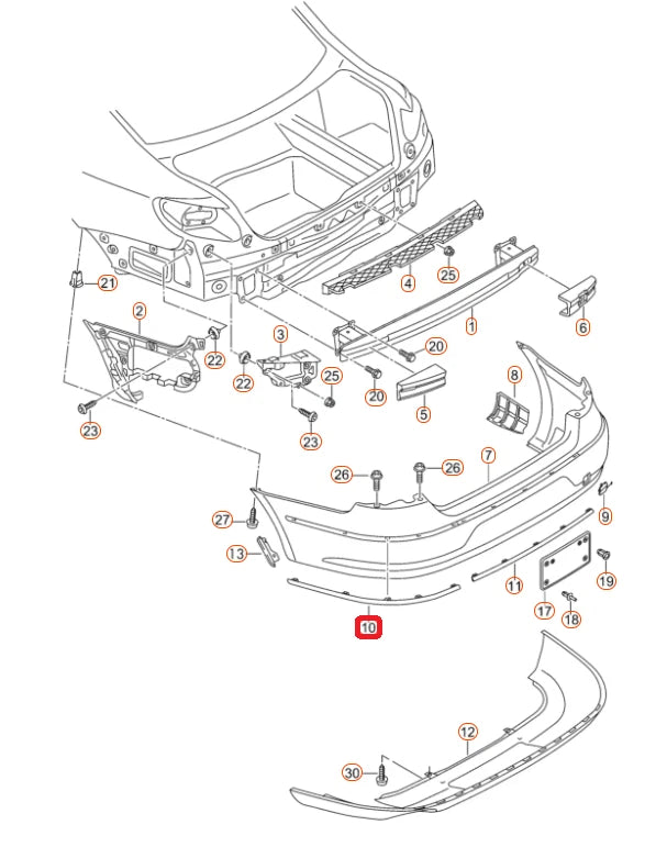 NEW VW PASSAT CC REAR LEFT BUMPER CHROME TRIM MOLDING N/S 3C8807459B2ZZ