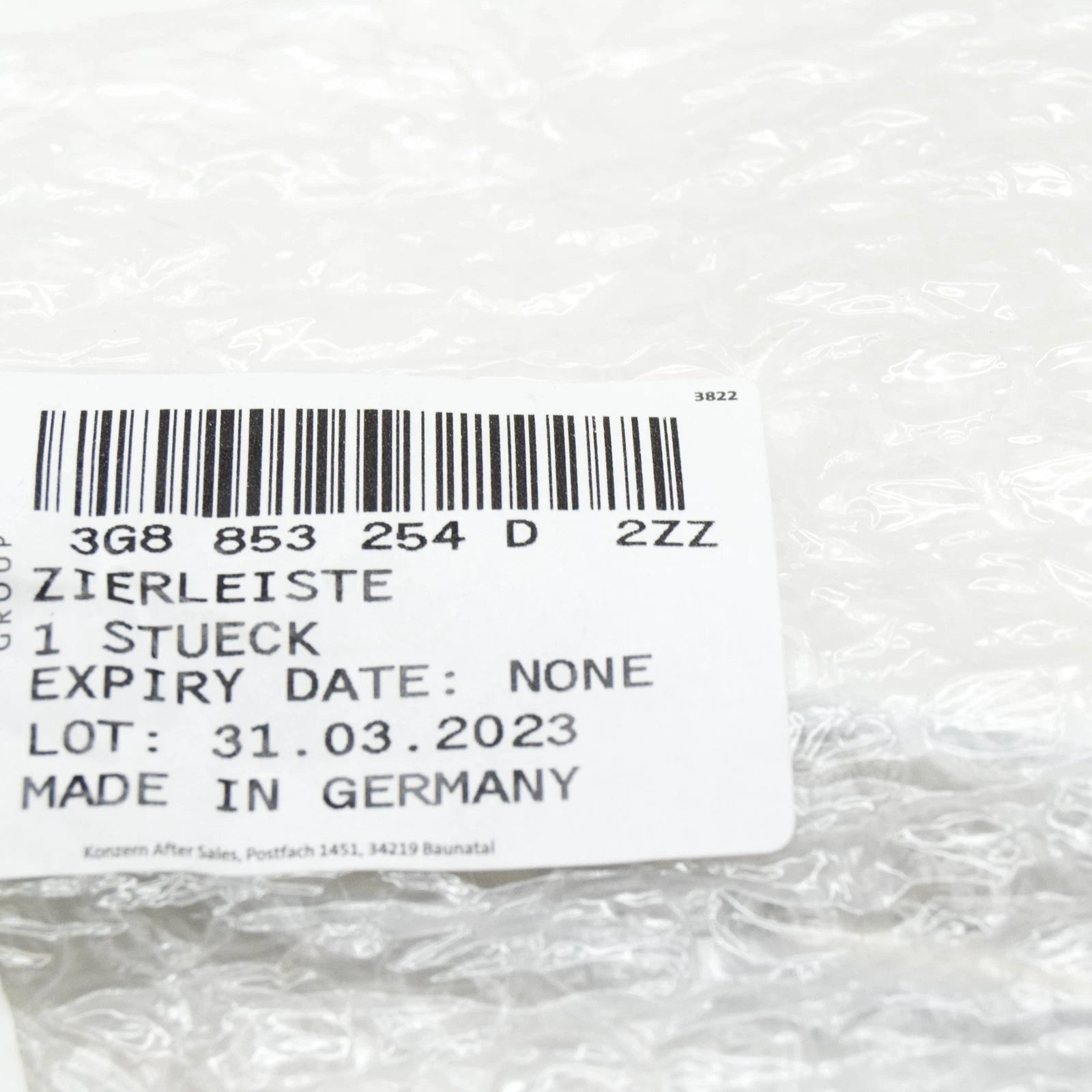 NEW VOLKSWAGEN ARTEON 3H7 FRONT RIGHT BUMPER MOLDING 3G8853254D2ZZ ORIGINAL