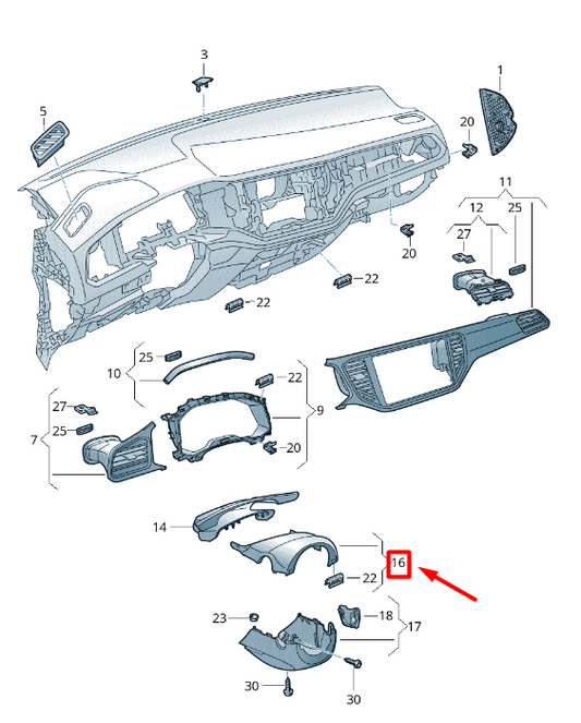 NEW VOLKSWAGEN T-ROC A11 STEERING COLUMN UPPER TRIM 2GA85856082V ORIGINAL