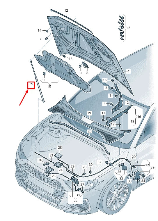 NEW AUDI Q3 F3 FRONT BONNET STRUT 83A823359B ORIGINAL