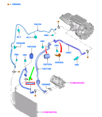 new ford fiesta mk6 a/c system tube 2000679 av11-19972-ga original