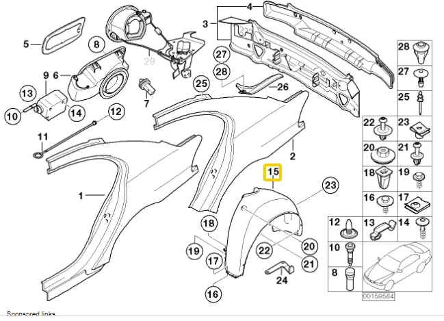 NEW BMW 7 E65 REAR LEFT FENDER WHEEL HOUSING 51717136681 ORIGINAL