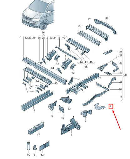 NEW VW TRANSPORTER VI T6 REAR FRAME RIGHT JUNCTION PLATE 7H0801454B
