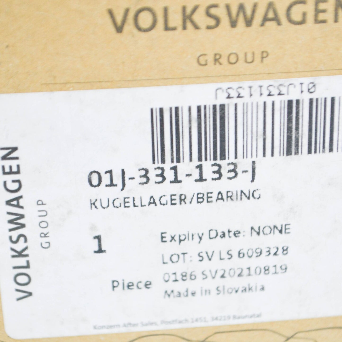 NEW AUDI A6 AVANT C7 OUTPUT SHAFT BALL BEARING 01J331133J ORIGINAL