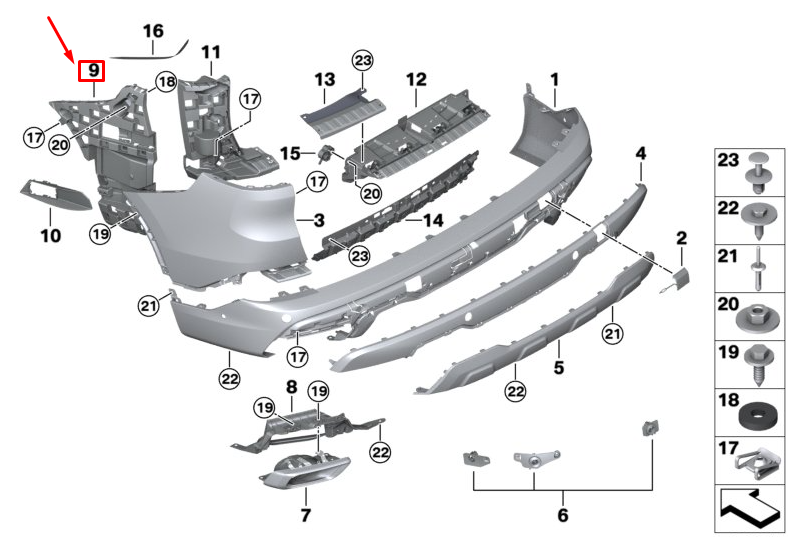 new bmw x5 g05 rear left bumper mount 51127420653 original