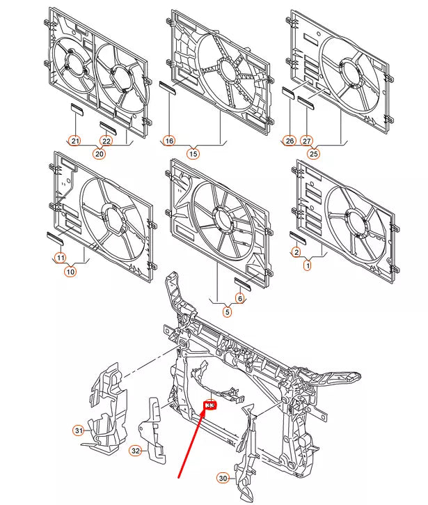 NEW AUDI A3 8V RADIATOR UPPER CENTRE AIR GUIDE 8V0121285 ORIGINAL