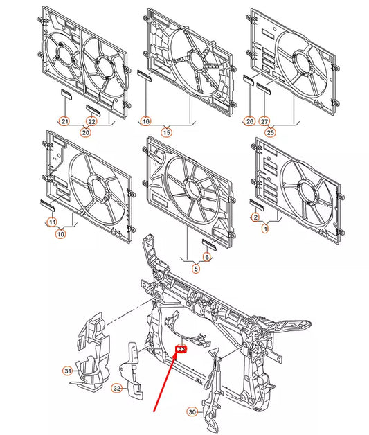 NEW AUDI A3 8V RADIATOR UPPER CENTRE AIR GUIDE 8V0121285 ORIGINAL