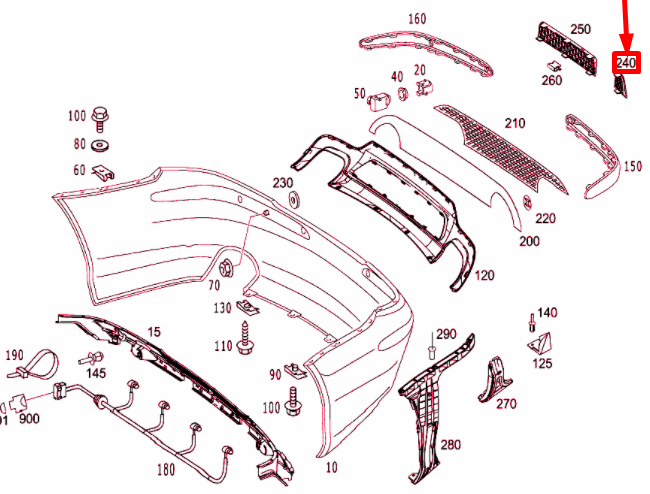 NEW MERCEDES-BENZ SL R230 REAR BUMPER RIGHT OUTSIDE GRILLE A2308854053 ORIGINAL