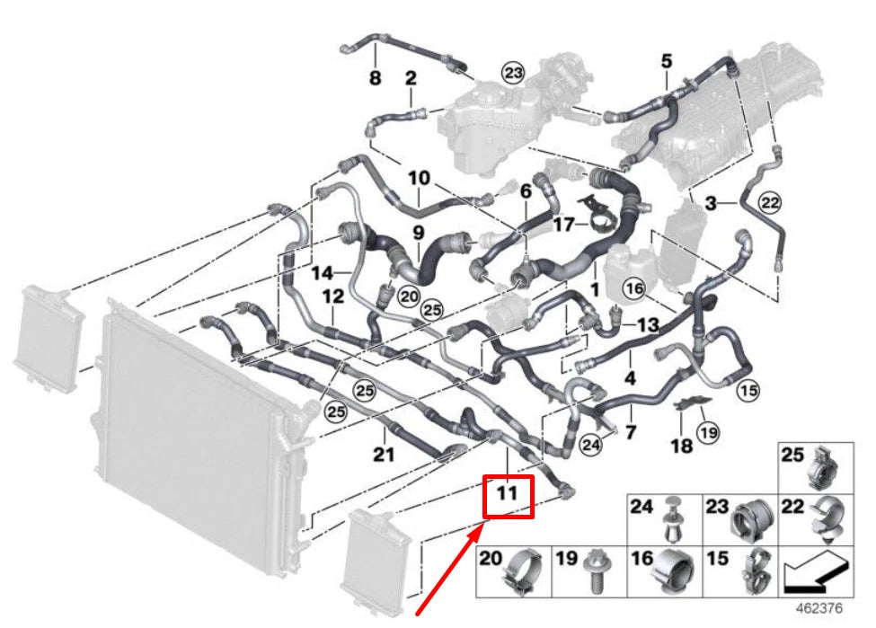NEW BMW 3 F30, F80 RADIATOR COOLING SYSTEM HOSE 17128633483 8633483 ORIGINAL