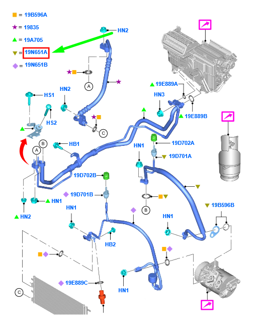 new ford mondeo mk5 ac hose pipe 2146025 ds7h-19n602-xd original