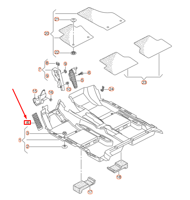 NEW AUDI Q3 RS 8U FOOTREST COVER LHD 8U1864777A4PK ORIGINAL