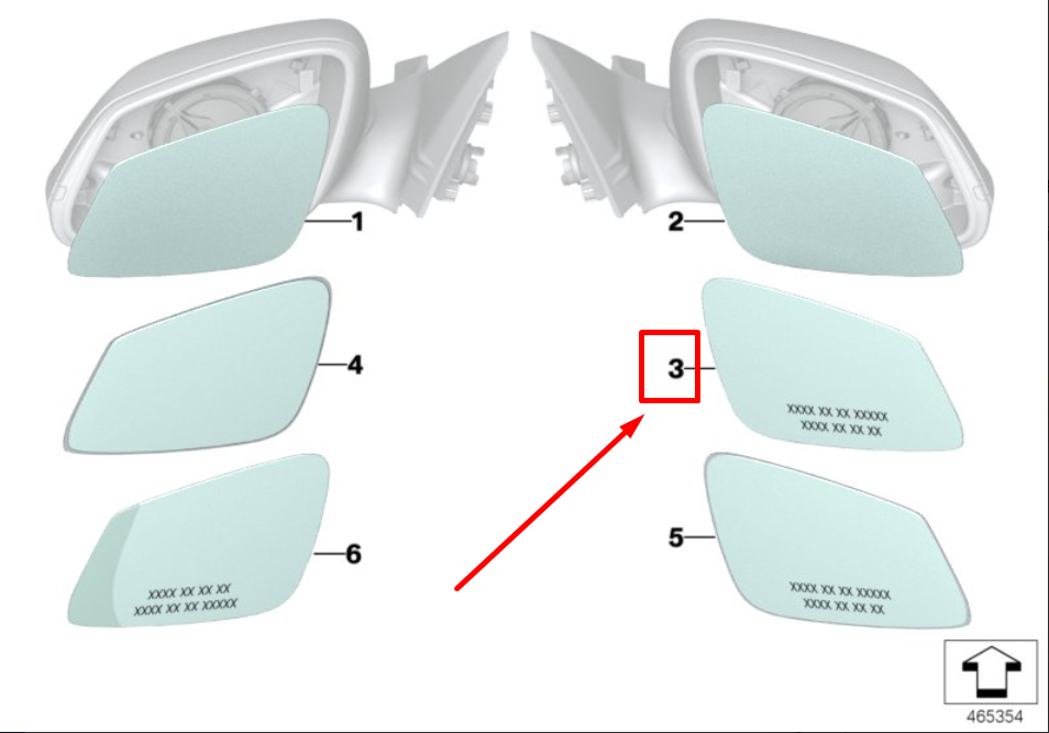 new bmw 4 f36 front right door mirror glass 7480072 51167480072 original