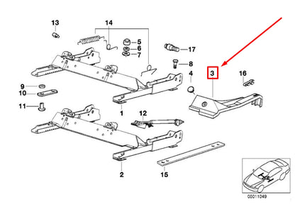 NEW BMW 3 COMPACT E36 FRONT LEFT SEAT TRACK COVER 1960791 52101960791 ORIGINAL