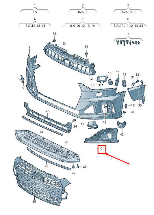 new audi a5 sportback f5 front right air guide grille 8w6807682r9b9 original