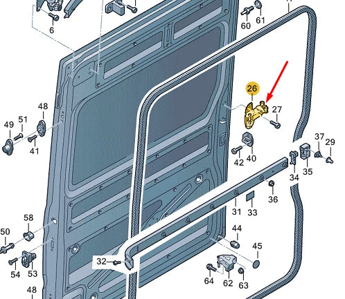 NEW VW CRAFTER SY CENTER RIGHT SLIDING DOOR ROLLER GUIDE 7C0843304 ORIGINAL