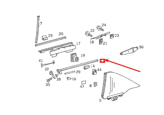 NEW MERCEDES-BENZ E W124 REAR LEFT SIDE WINDOW OUTSIDE RAIL A1246701338 ORIGINAL