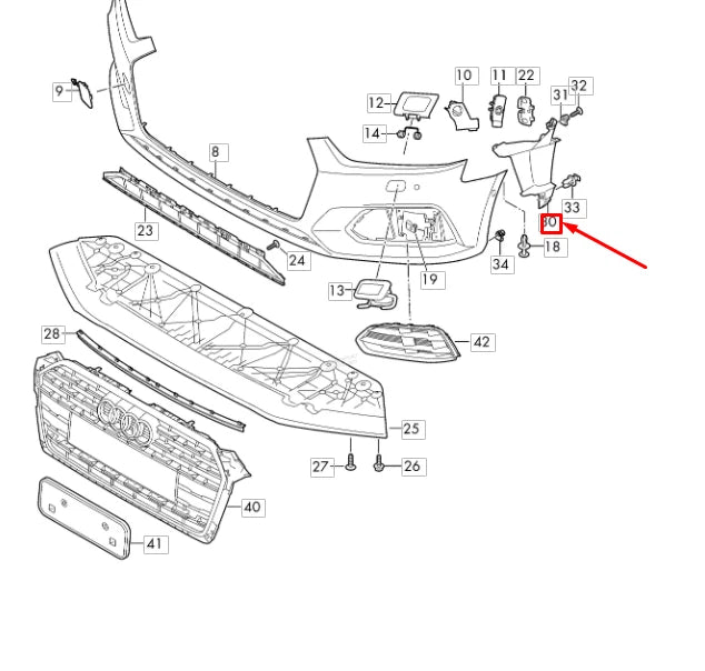 NEW AUDI A5 8W6 FRONT RIGHT AIR GUIDE DEFLECTOR 8W6121764