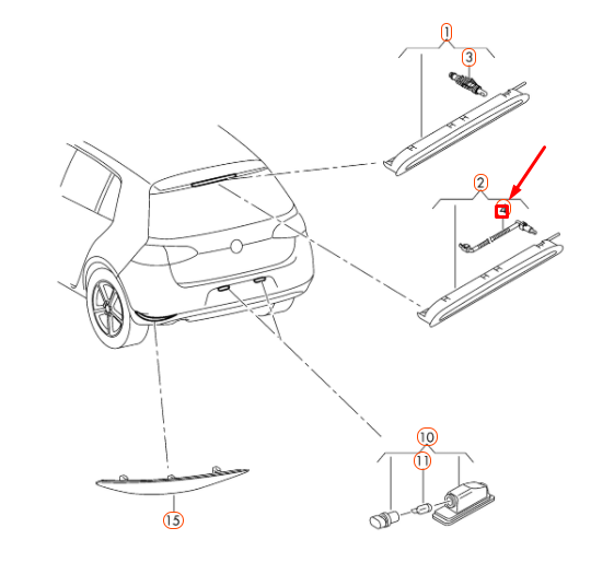 new vw golf mk7 additional brake rear light water jet 5g6955993 original