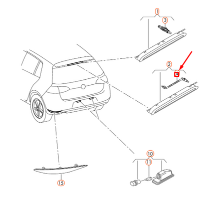 new vw golf mk7 additional brake rear light water jet 5g6955993 original