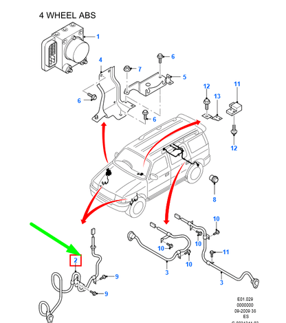 new ford ranger mk3 front left abs speed sensor 1495873 6m34-2c205-bb original