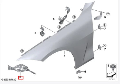 NEW BMW M4 COUPE G82 FRONT RIGHT FENDER HOLDER 41008082032 8082032
