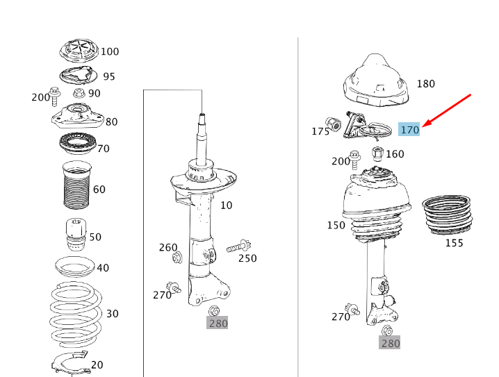 NEW MERCEDES-BENZ E W212 FRONT SUSPENSION STRUT BRACKET A2123230040 ORIGINAL
