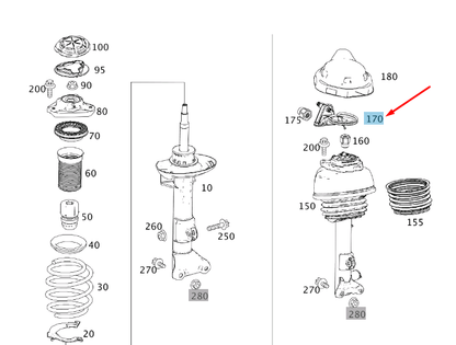 NEW MERCEDES-BENZ E W212 FRONT SUSPENSION STRUT BRACKET A2123230040 ORIGINAL