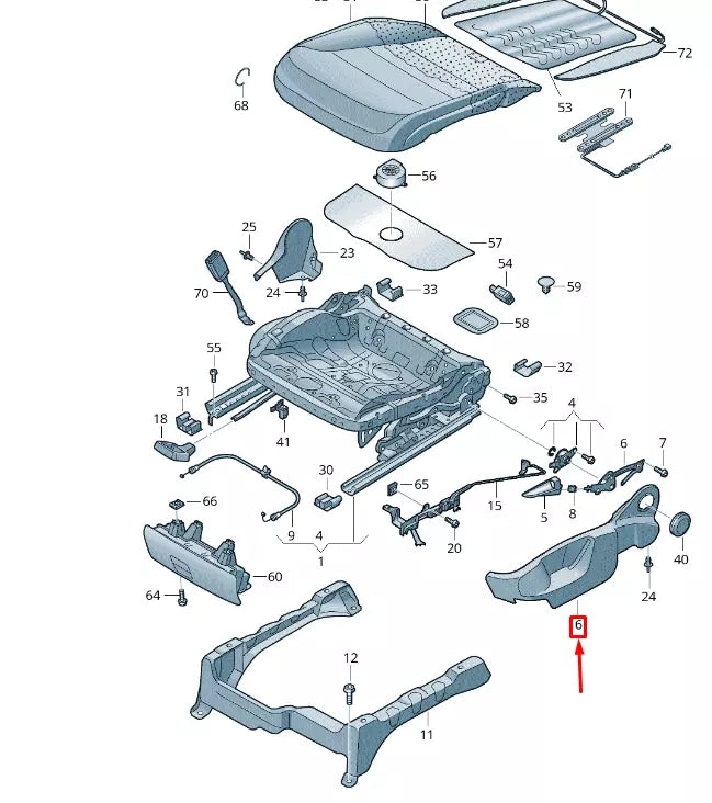 NEW VW TOUAREG 7P MK2 FRONT RIGHT SEAT FRAME TRIM 7P6881314B95T