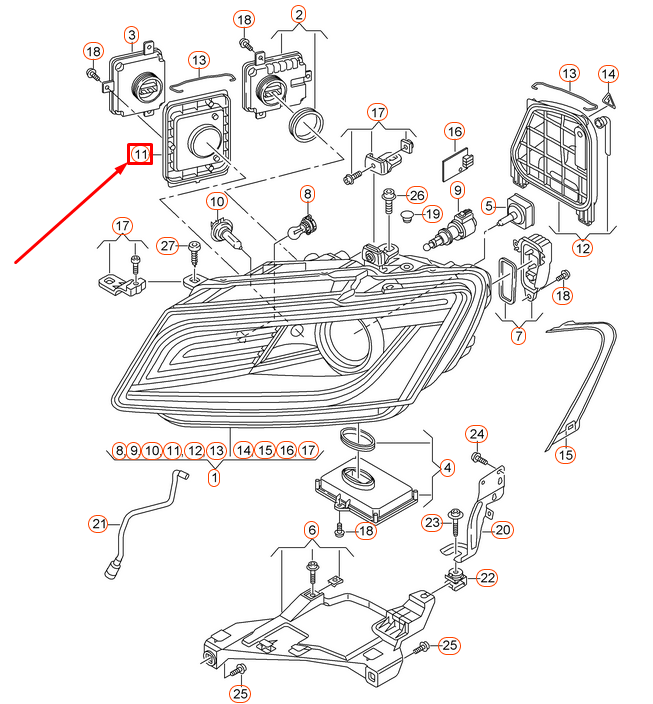 NEW AUDI Q5 8R HEAD LIGHT LAMP INNER CAP 8R0941607A ORIGINAL