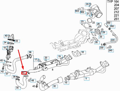 new mb ml w164 exhaust pipe to heat exchanger oval seal a6421421081 original