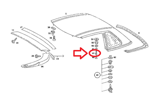 NEW MERCEDES-BENZ SL R107 REMOVABLE HARD TOP-LOCK BOLT A1077950445 ORIGINAL