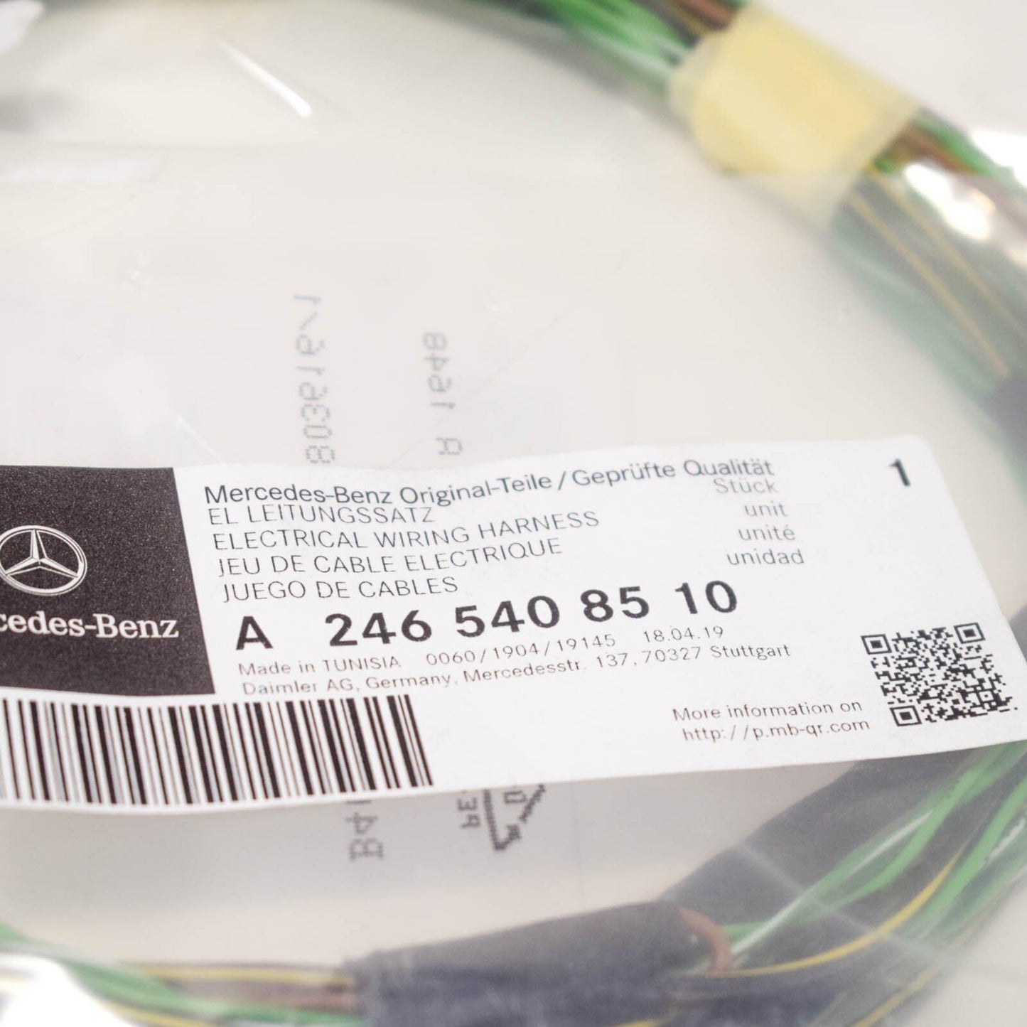 NEW MERCEDES-BENZ B W246 RADAR CONNECTION INTERMEDIATE CABLE LHD A2465408510