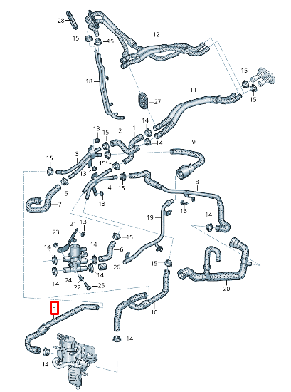 new audi q8 4mn coolant heating hose 4m0265353ab original