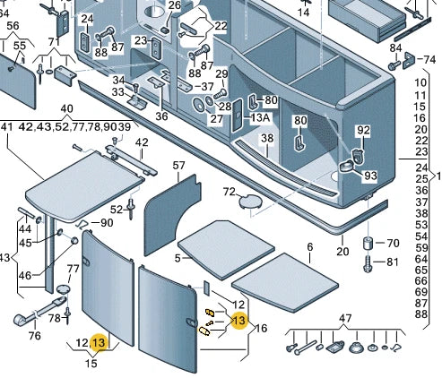 NEW VW TRANSPORTER V T5 FLATBED CUPBOARD DOOR PUSH BUTTON 7E7068025 ORIGINAL