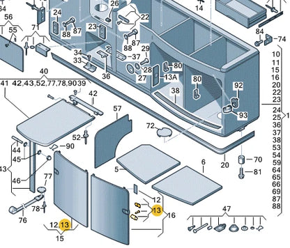 NEW VW TRANSPORTER V T5 FLATBED CUPBOARD DOOR PUSH BUTTON 7E7068025 ORIGINAL