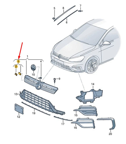 NEW VW GOLF MK7 FRONT RADIATOR GRILLE INSCRIPTION 5G0853948F