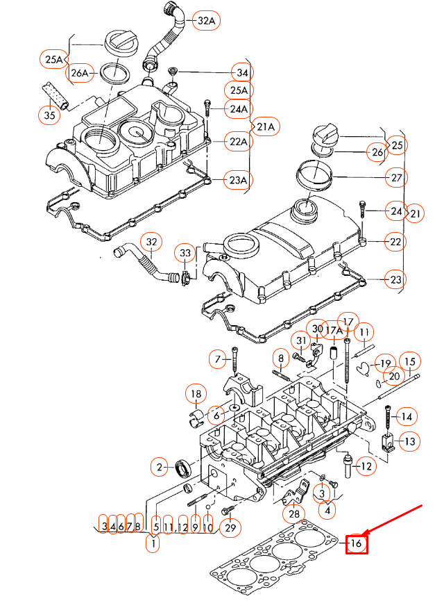 NEW AUDI A3 8P CYLINDER HEAD GASKET 1,65MM 03G103383L ORIGINAL