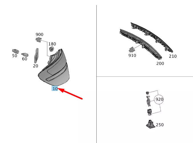 NEW MERCEDES-BENZ SLK R172 REAR RIGHT TAILLIGHT A1729066500 ORIGINAL