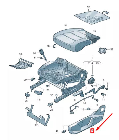 NEW VOLKSWAGEN TIGUAN AD MK2 FRONT RIGHT SEAT FRAME TRIM 5NA8813142JV ORIGINAL