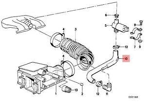 NEW BMW E30 E34 CABRIO COUPE VOLUME AIR FLOW SENSOR HOSE 1714527 11631714527