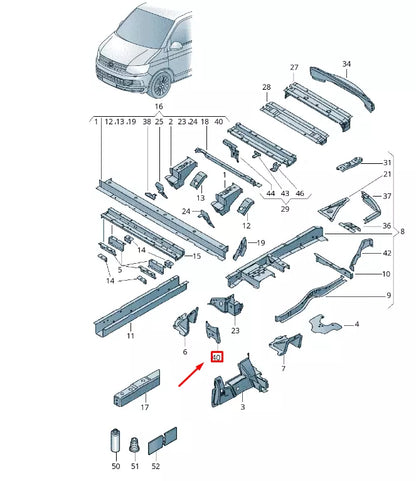 NEW VW TRANSPORTER VI T6 REAR FRAME LEFT REINFORCEMENT 7H0804511