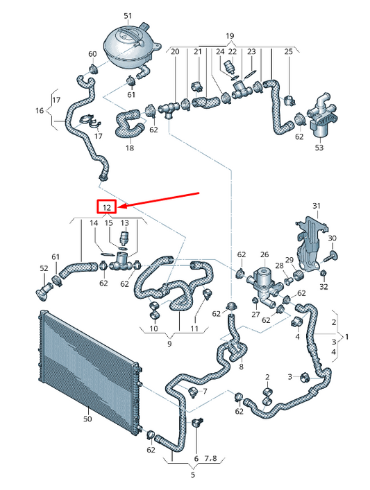 new audi q7 4m engine coolant hose 4m0145948ae original