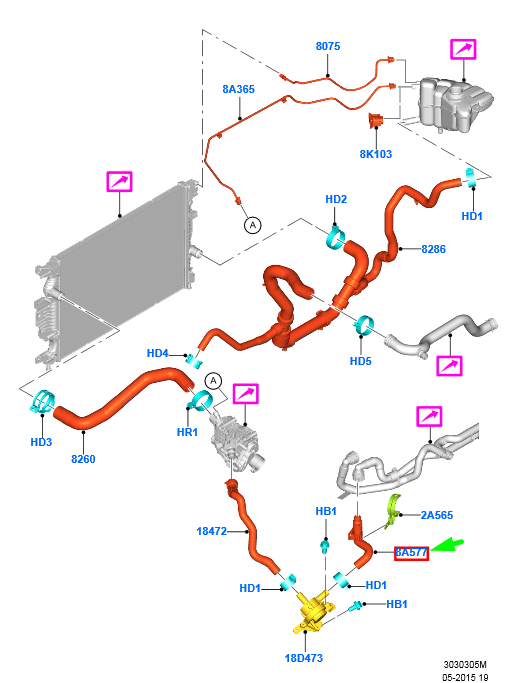 new ford mondeo mk5 cooling system hose assy fg93-8b573-aa 5324656 original