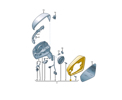 NEW VOLKSWAGEN ID.4 E21 FRONT RIGHT DOOR MIRROR COVER LHD 11B8576024PK ORIGINAL