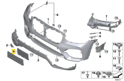 NEW BMW X3 G01 FRONT BUMPER NUMBER LICENSE PLATE HOLDER 51117399967 ORIGINAL