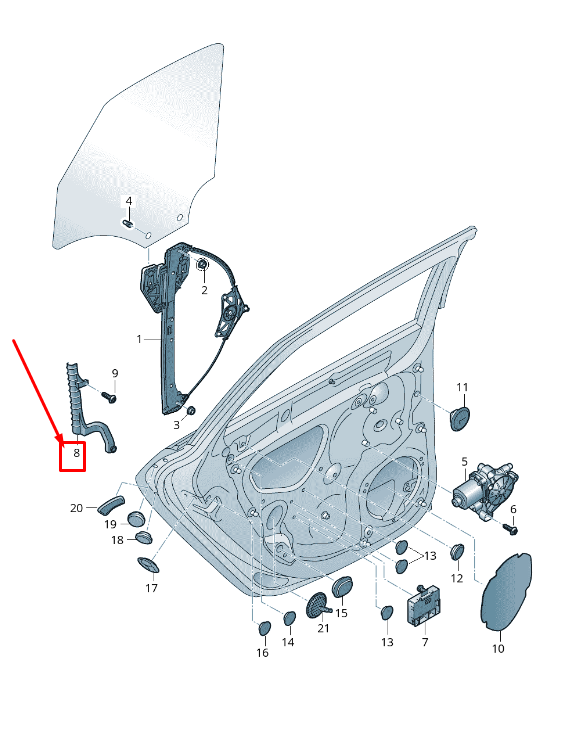 new audi a3 sportback 8v rear right window regulator guide 8v5839068a original