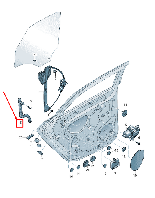 new audi a3 sportback 8v rear right window regulator guide 8v5839068a original